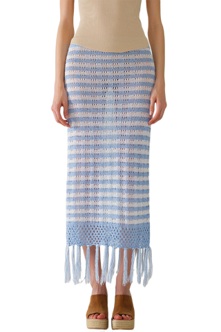 Midi Crochet White Skirt