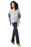 Navy Oversized Poncho Top in Tribe Print