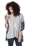 Navy Oversized Poncho Top in Tribe Print