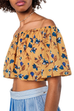 Off Shoulder Floral Crop Top in Mustard