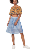 Off Shoulder Floral Crop Top in Mustard