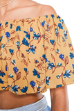Off Shoulder Floral Crop Top in Mustard