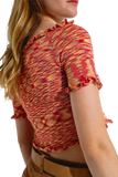 Off the Shoulder Cropped Knitted Top in Rust Melange