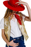 Open Vest With Embroidered Stars