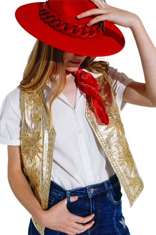 Open Vest With Embroidered Stars