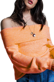 Orange Sweater With Boat Neckline