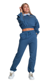 Oversized Cropped Sweatshirt in Blue