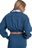 Oversized Cropped Sweatshirt in Blue