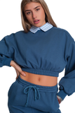 Oversized Cropped Sweatshirt in Blue