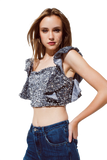 Cropped Sequin Glitter'd Top