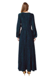 Party Long Sleeve Maxi Dress With Glitter in Green
