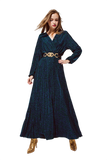 Party Long Sleeve Maxi Dress With Glitter in Green