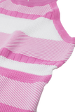 Pink Halter Tank Top With Stripe Design in Different Knits