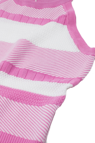 Pink Halter Tank Top With Stripe Design in Different Knits