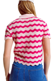 Pink Polo With Fuchsia Wavy Stripes