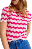 Pink Polo With Fuchsia Wavy Stripes