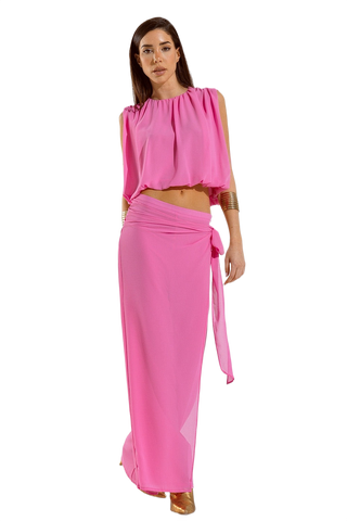 Pink Top With Ruche Design