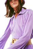 Pleated Satin Wrap Top in Lilac