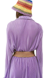 Pleated Satin Wrap Top in Lilac