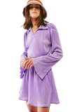 Pleated Satin Wrap Top in Lilac