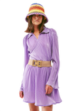 Pleated Satin Wrap Top in Lilac