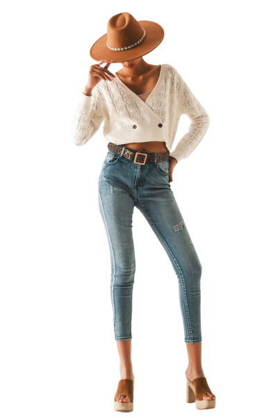 Pointelle Knitted Cardi in Cream
