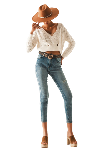 Pointelle Knitted Cardi in Cream