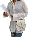 Hexagon Style Straw Lace Embroidery Bag