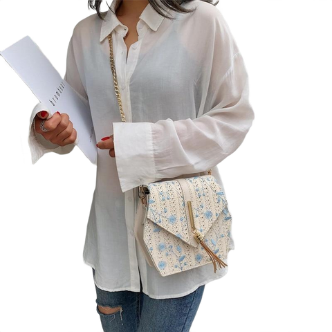 Hexagon Style Straw Lace Embroidery Bag