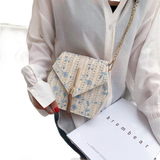 Hexagon Style Straw Lace Embroidery Bag