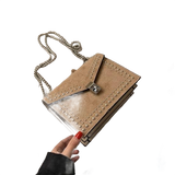 Scrub Leather Chain Rivet Lock Shoulder Bag