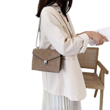 Scrub Leather Chain Rivet Lock Shoulder Bag