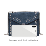 Scrub Leather Chain Rivet Lock Shoulder Bag