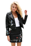 Embroidery Faux Leather Jacket
