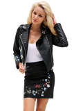 Embroidery Faux Leather Jacket