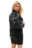 Embroidery Faux Leather Jacket