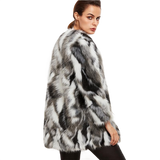 Faux Fur Fuzzy Color Block Open Front Coat