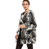 Faux Fur Fuzzy Color Block Open Front Coat