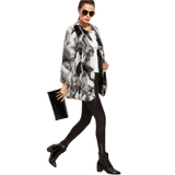 Faux Fur Fuzzy Color Block Open Front Coat