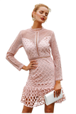 Elegant Sweet Ruffle Hollow Out Lace Dress