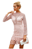Elegant Sweet Ruffle Hollow Out Lace Dress