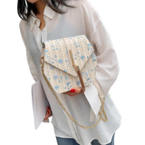 Hexagon Style Straw Lace Embroidery Bag