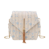 Hexagon Style Straw Lace Embroidery Bag