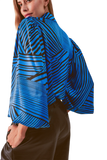Puff Sleeve Printed Blouse in Blue