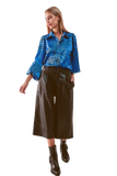 Puff Sleeve Printed Blouse in Blue