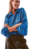 Puff Sleeve Printed Blouse in Blue