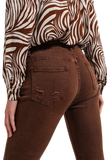 Raw Hem Skinny Jeans in Brown