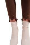 Raw Hem Skinny Jeans in Brown