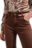 Raw Hem Skinny Jeans in Brown