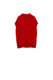 Red Button Up Blouse With Polo Collar